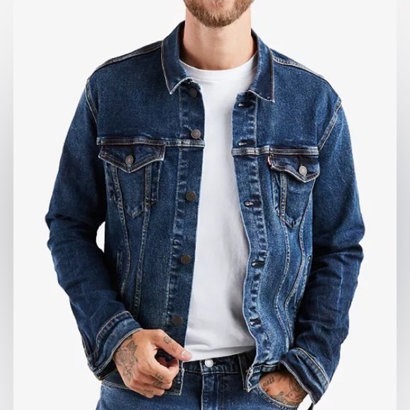 Levis mens regular fit denim trucker jean jacket w/button front & cuffs Sz-S.X19 - Picture 1 of 13